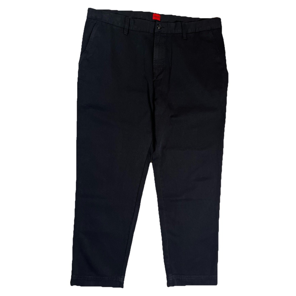 New Hugo Boss Zeebo Cotton Twill Chinos Sz‎ 38 Men's Black Flat Front Preppy NWT
